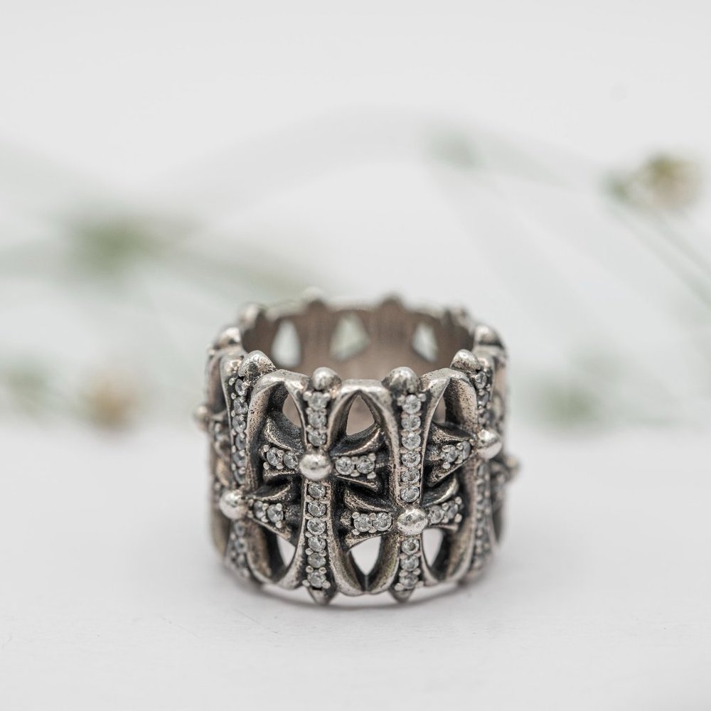 [SOLD] Silver Cemetery Ring Chrome Hearts CZ Sz 6 925 CH 2003, Unisex